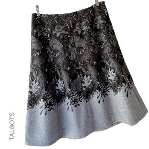 Talbots Black and Gray Floral Skirt